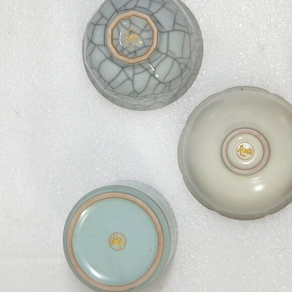 Five Famous Kilns Porcelain Tea Cup Set Chinese Decorative 5pc Gift Box NOB - Picture 11 of 13